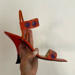 Christian Lacroix orange and purple dot heels 💜🧡